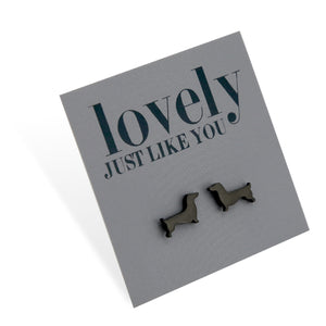 Stainless Steel Earring Studs - Lovely Just Like You - DACHSHUND
