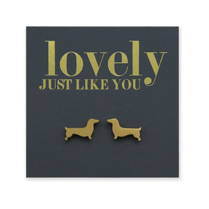 Stainless Steel Earring Studs - Lovely Just Like You - DACHSHUND