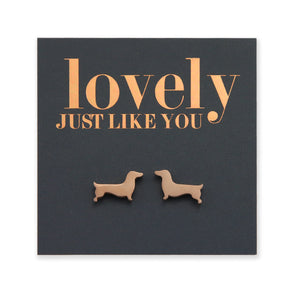 Stainless Steel Earring Studs - Lovely Just Like You - DACHSHUND
