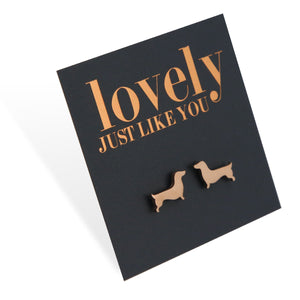 Stainless Steel Earring Studs - Lovely Just Like You - DACHSHUND