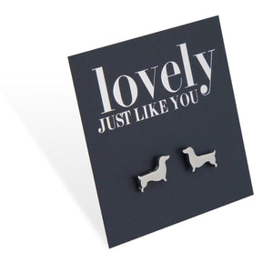 Stainless Steel Earring Studs - Lovely Just Like You - DACHSHUND