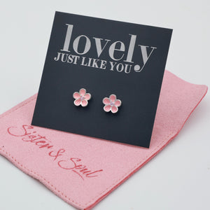 Lovely Just Like You Sterling Silver Blossom Bud Studs - Soft Pink