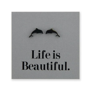 Stainless Steel Earring Studs - Life Is Beautiful - DOLPHINS
