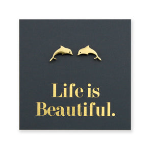 Stainless Steel Earring Studs - Life Is Beautiful - DOLPHINS