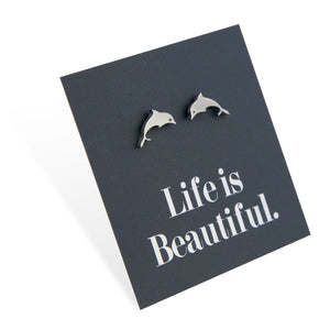 Stainless Steel Earring Studs - Life Is Beautiful - DOLPHINS