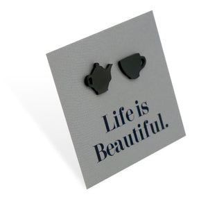 Stainless Steel Earring Studs - Life Is Beautiful - TEA TIME