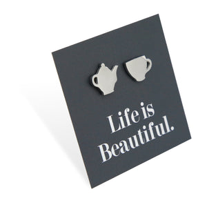 Stainless Steel Earring Studs - Life Is Beautiful - TEA TIME