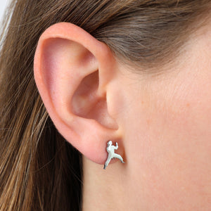 Stainless Steel Earring Studs - Strong & Courageous - Martial Arts