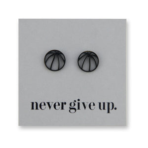 Stainless Steel Earring Studs - Never Give Up - BASKETBALLS