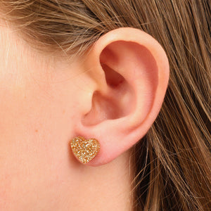 Sparkle Acrylic Studs - You Are Actually Wonderful - Champagne Gold Glitter Heart (11813)