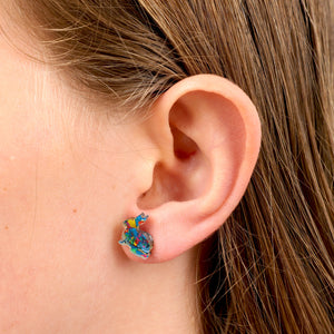 RESIN ACRYLIC BUNNY STUDS - She Leaves A Little Sparkle - Kaleidoscope Glitter (2410)