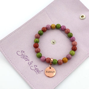 Stone Bracelet - Palooza 8mm Beads - With Rose Gold Charms