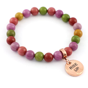 Stone Bracelet - Palooza 8mm Beads - With Rose Gold Charms