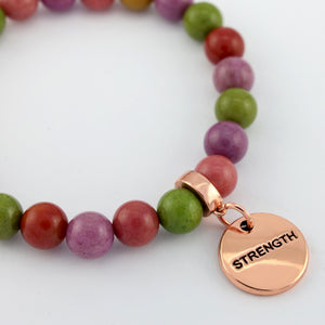 Stone Bracelet - Palooza 8mm Beads - With Rose Gold Charms