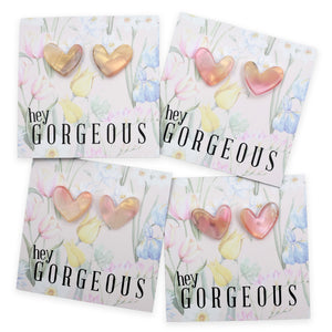 Resin Heart Studs | Hey Gorgeous - Peach Sunrise