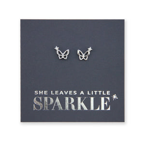 Butterfly Sparkle - Sterling Silver + CZ - She Leaves A Little Sparkle (13041)