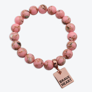 PINK COLLECTION - Soft Pink Synthesis 10mm Bead Bracelet - Rose Gold Word Charms