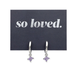 HUGGIES - So Loved - Sterling Silver Hoops with Purple CZ Star Charm (11962)