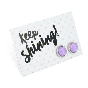 SPARKLEFEST - Keep Shining - Deluxe Stainless Steel Silver Studs - Lilac Shimmer Resin (2413)