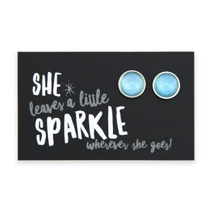 SPARKLEFEST - She Leaves A Little Sparkle - Deluxe Stainless Steel Silver Studs - Celeste Shimmer Resin (9510-R)