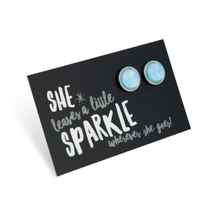 SPARKLEFEST - She Leaves A Little Sparkle - Deluxe Stainless Steel Silver Studs - Celeste Shimmer Resin (9510-R)