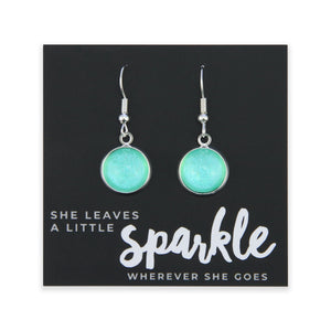 SPARKLEFEST - She Leaves A Little Sparkle - Vintage Silver Dangle Earrings - Minty Shimmer (12031)