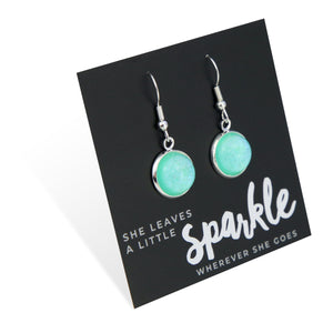 SPARKLEFEST - She Leaves A Little Sparkle - Vintage Silver Dangle Earrings - Minty Shimmer (12031)