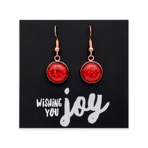 SPARKLEFEST - Wishing You Joy - Rose Gold Dangles - Red Glitter (11623)