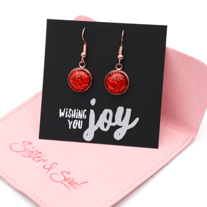 SPARKLEFEST - Wishing You Joy - Rose Gold Dangles - Red Glitter (11623)