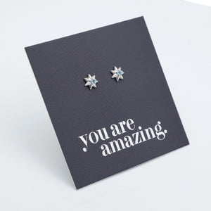 Sterling Silver Star with ICE Blue CZ with BONUS GIFT Pouch - You Are Amazing