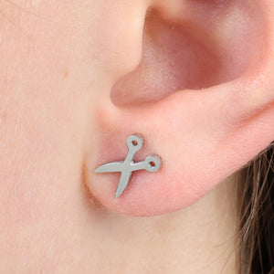 Stainless Steel Earring Studs - Fierce Fearless Fabulous - SCISSORS
