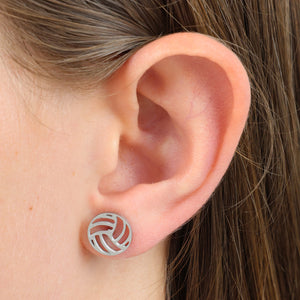 Stainless Steel Earring Studs - Girls Can Do Anything - VOLLEYBALLS
