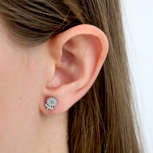 Stainless Steel Earring Studs - Worthy Beautiful Brave - SUNFLOWERS