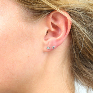 Moon & Star - Sterling Silver Studs - To The Moon & Back (2201-F)