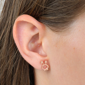 Sterling Silver Earring Studs - Love Just For You - BUNNY & CARROT Rose Gold (8811-R)