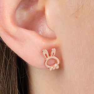 Sterling Silver Earring Studs - Love Just For You - BUNNY & CARROT Rose Gold (8811-R)