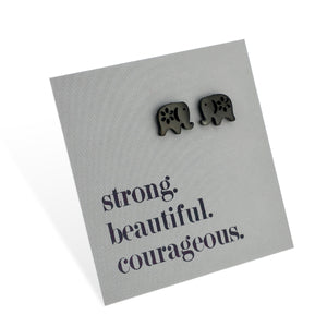 Stainless Steel Earring Studs - Strong Beautiful Courageous - ELEPHANTS