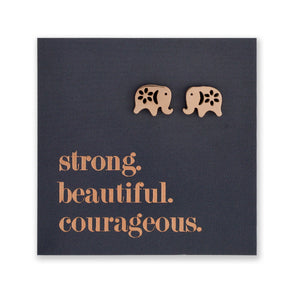 Stainless Steel Earring Studs - Strong Beautiful Courageous - ELEPHANTS