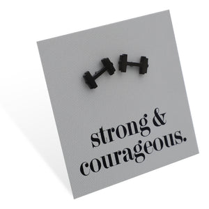 Stainless Steel Earring Studs - Strong & Courageous - DUMBBELLS