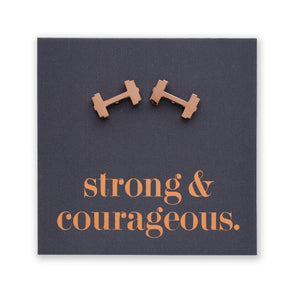 Stainless Steel Earring Studs - Strong & Courageous - DUMBBELLS