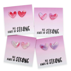 PINK COLLECTION | Resin Heart Studs | All Kinds Of Strong - Sugar & Spice