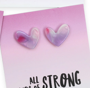 PINK COLLECTION | Resin Heart Studs | All Kinds Of Strong - Sugar & Spice