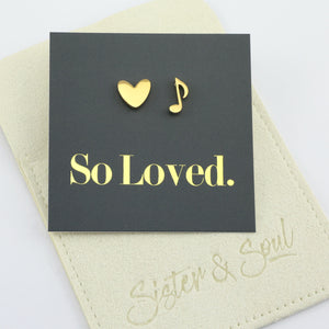 Stainless Steel Earring Studs - So Loved - MUSIC LOVE