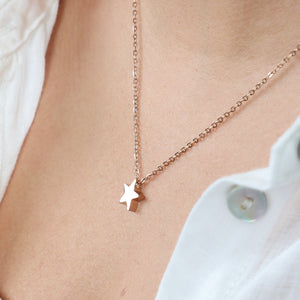 You are lovely - Star - Stainless Steel Rose Gold Necklace (11835)