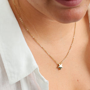 You are lovely - Star - Stainless Steel Gold Necklace (12044)