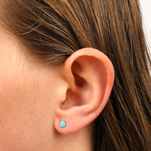 Tiny Teal Ladybugs - Sterling Silver Studs - Believe (8414)