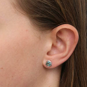 TEAL COLLECTION - Aqua Rose - Sterling Silver Stud - Strong Beautiful Courageous (9114)