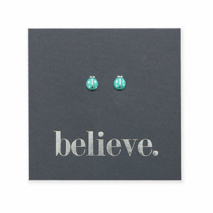 Tiny Teal Ladybugs - Sterling Silver Studs - Believe (8414)
