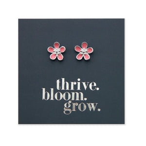 Pink Bloom Studs - Sterling Silver + Enamel - Thrive Bloom Grow (8313-R)