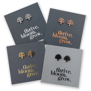 Stainless Steel Earring Studs - Thrive Bloom Grow - TREE